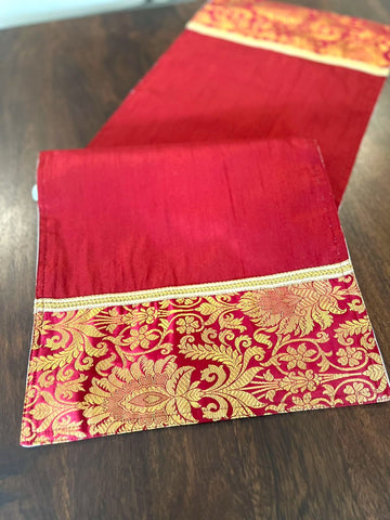 Maroon Banarasi Table Runner - Small