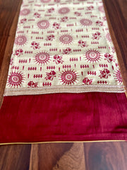 Maroon Warli - Table Runner with 2 Mats