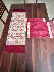 Maroon Warli - Table Runner with 2 Mats