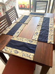 Navy Kantha - Table Runner with 6 Mats