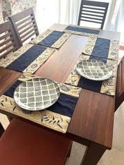 Navy Kantha - Table Runner with 6 Mats