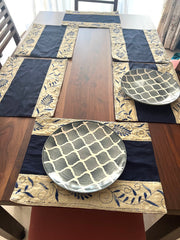 Navy Kantha - Table Runner with 6 Mats