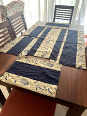 Navy Kantha - Table Runner with 6 Mats