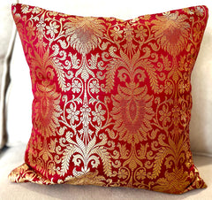 Maroon Banarasi Cushion Cover