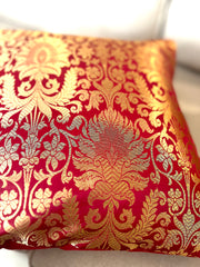 Maroon Banarasi Cushion Cover