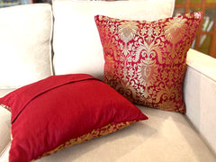 Maroon Banarasi Cushion Cover