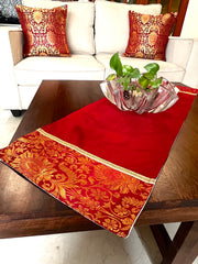 Maroon Banarasi Table Runner - Small