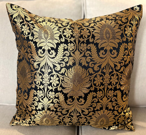 Black Banarasi Cushion Cover