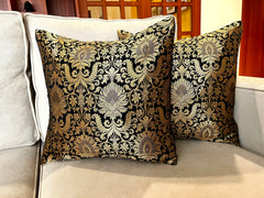 Black Banarasi Cushion Cover