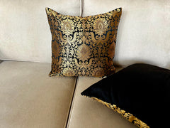 Black Banarasi Cushion Cover