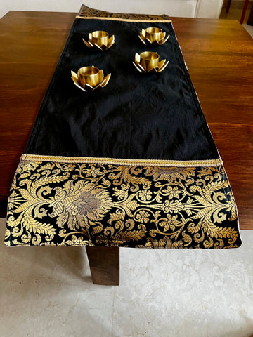 Black Banarasi Table Runner - Small