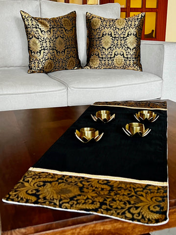 Black Banarasi Table Runner - Small