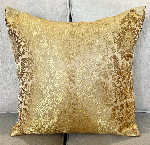 Golden Beige Banarasi Cushion Cover