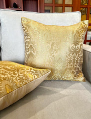 Golden Beige Banarasi Cushion Cover