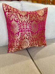 Pink Banarasi Cushion Cover