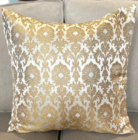 White Banarasi Cushion Cover