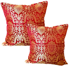 Maroon Banarasi Cushion Cover