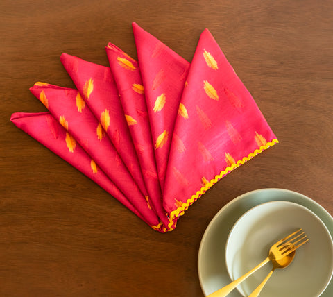 Pink Yellow Feather Table Napkins